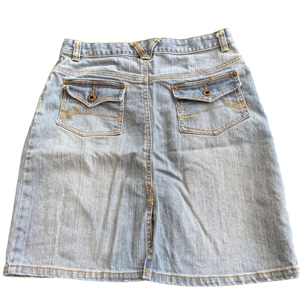 Old Navy Y2K Denim Mini Skirt Girls 16 27" Waist Stretch Blue Jean - Picture 4 of 9
